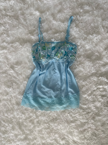 dainty blue floral pattern camisole