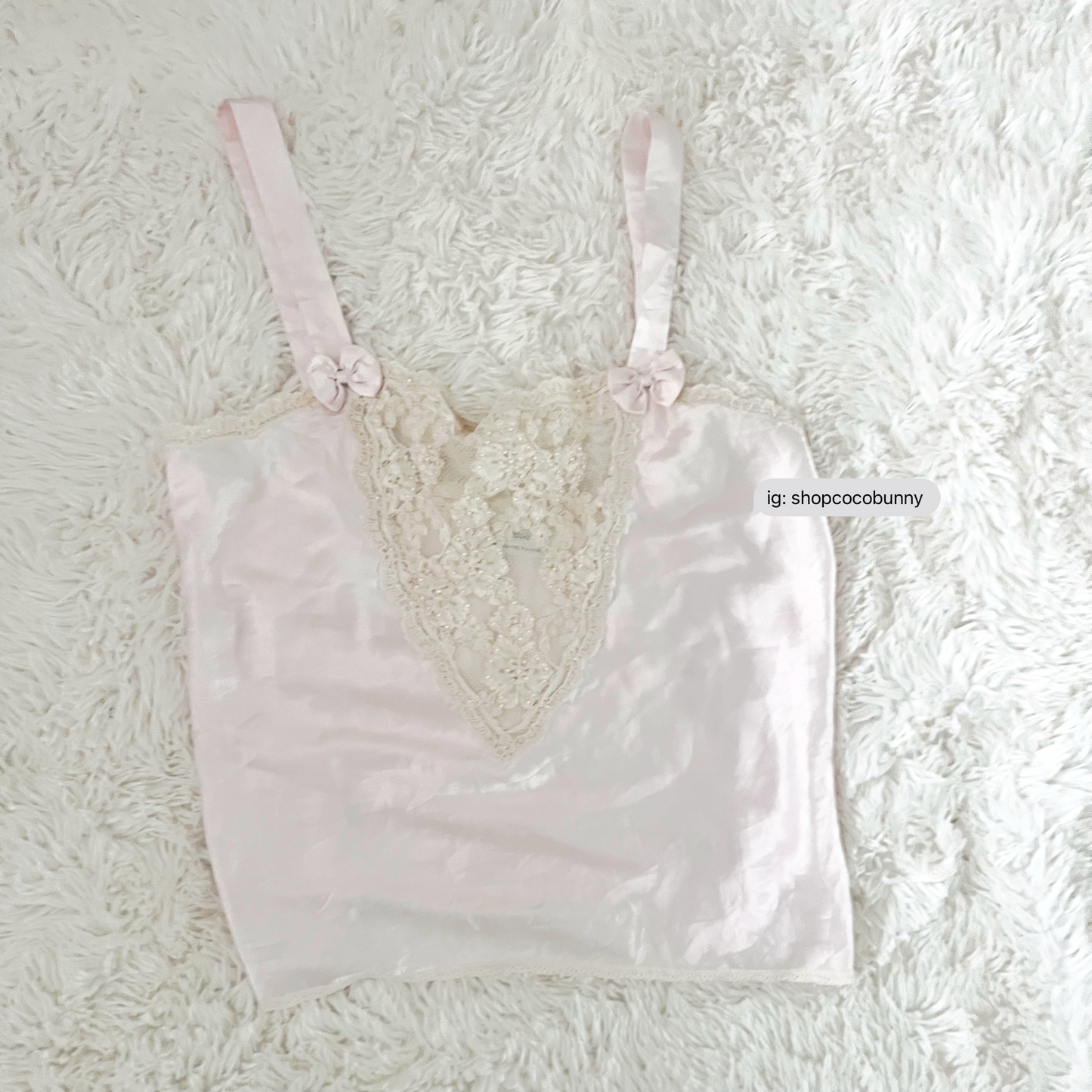 st. bernard light pink satin pearl embossed sheer lace camisole