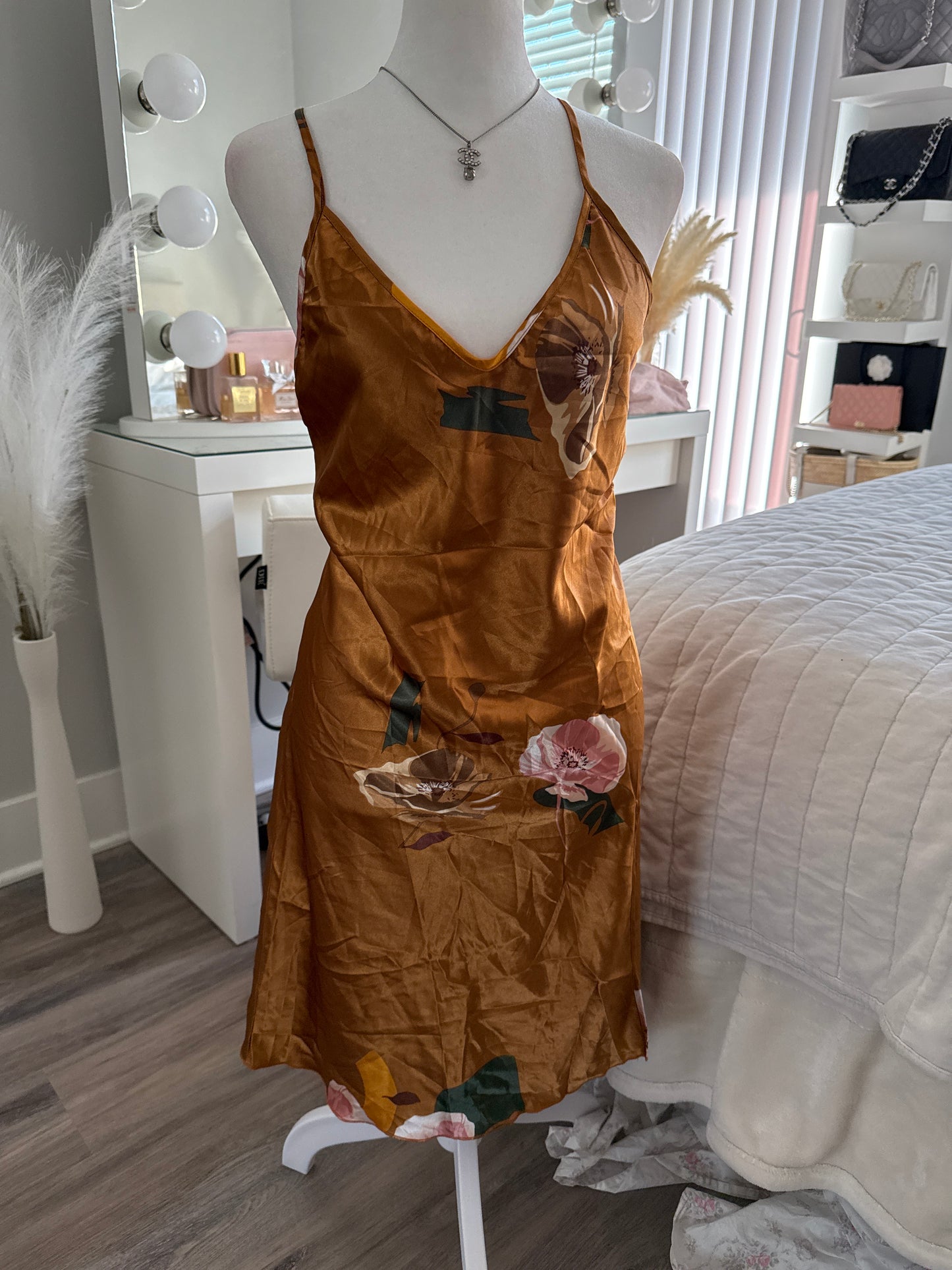 cantelope floral martini slip dress