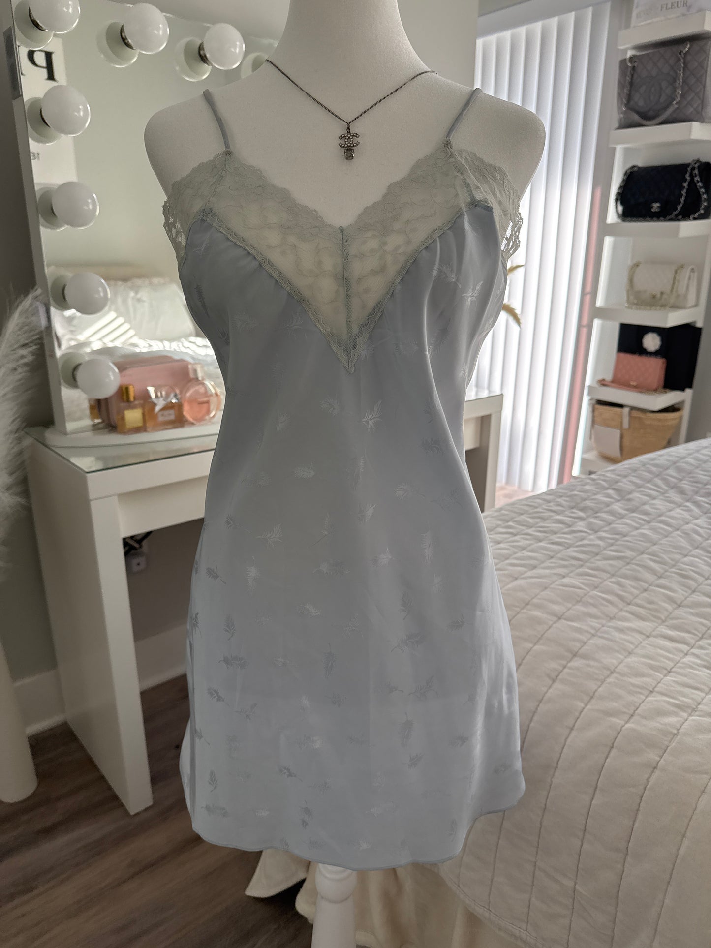 blue hydrangea yuzu slip dress