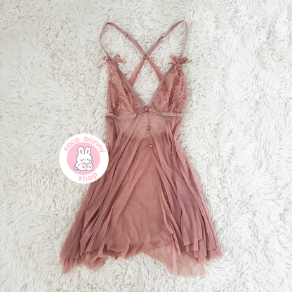 romantic bow lace racerback slip dress