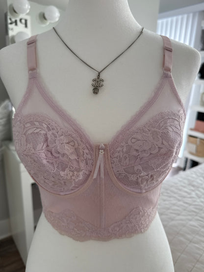 vintage lilac lily pink lace corset