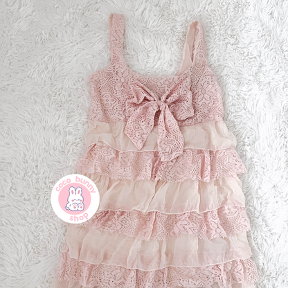 lace ruffle bow dress