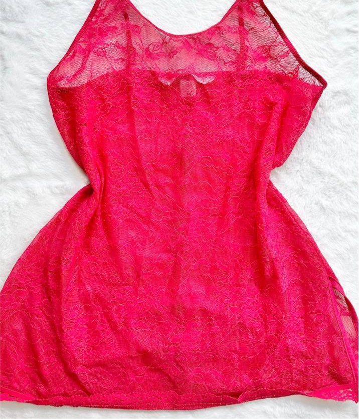 vintage y2k victoria's secret red lace sheer slip dress