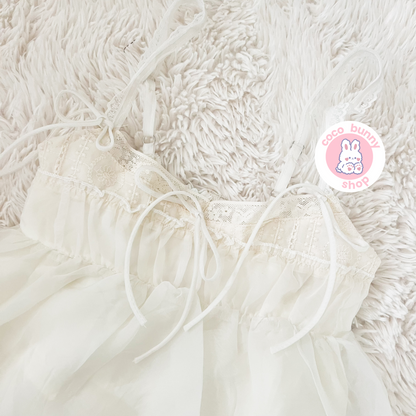 ruched ribbon lace babydoll camisole