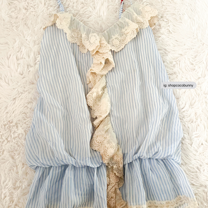 pastel pinstripe coastal ruffle camisole