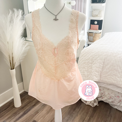 vintage vivien floral lace pink camisole