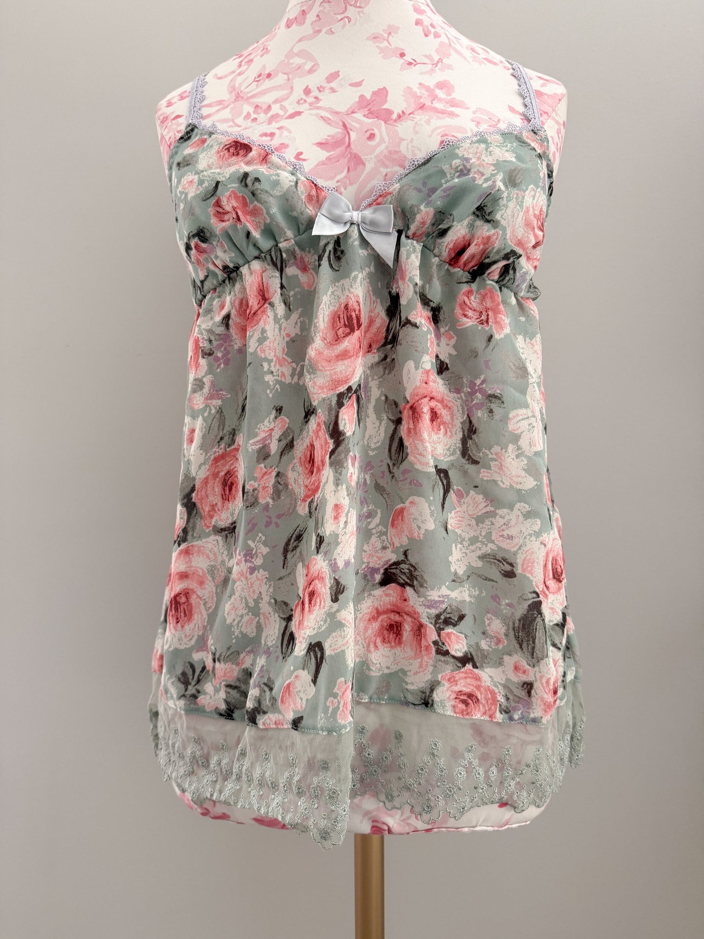 floral rose mint martini camisole