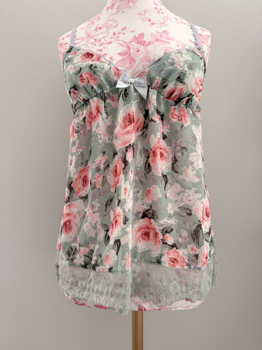 floral rose mint martini camisole