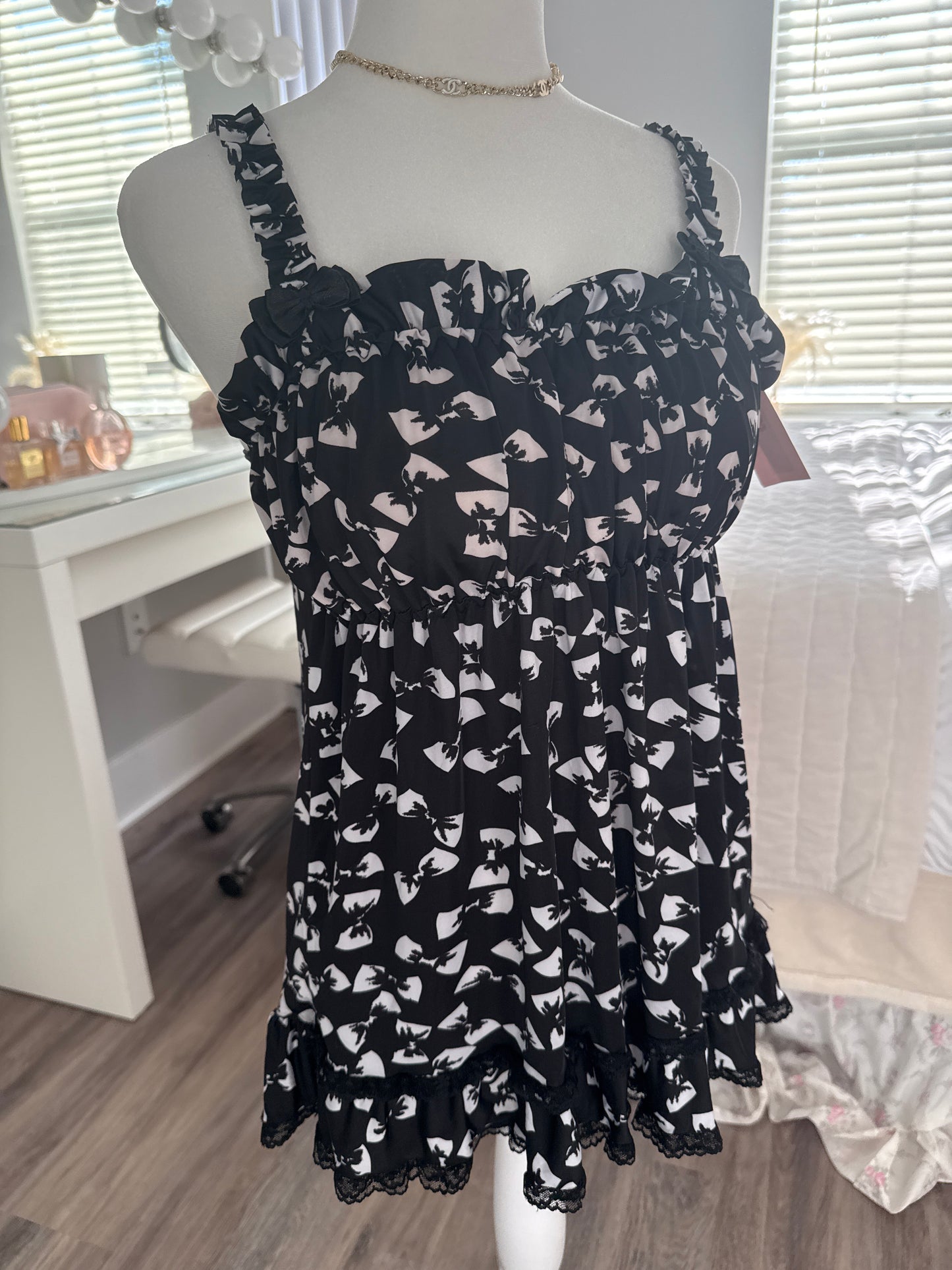 black currant and white peach cocktail slip dress