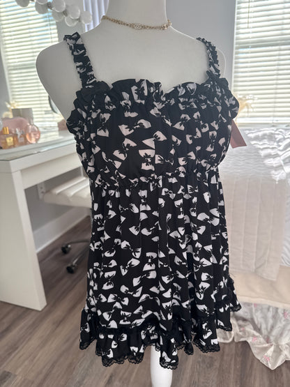 black currant and white peach cocktail slip dress