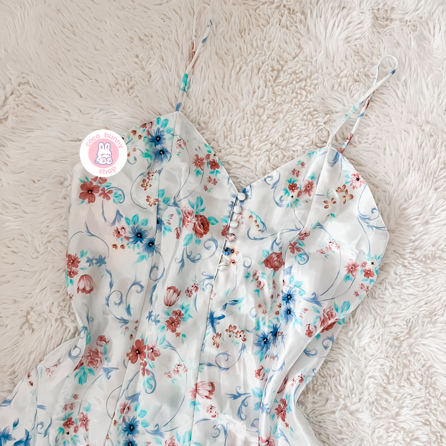 vintage floral garden button slip dress