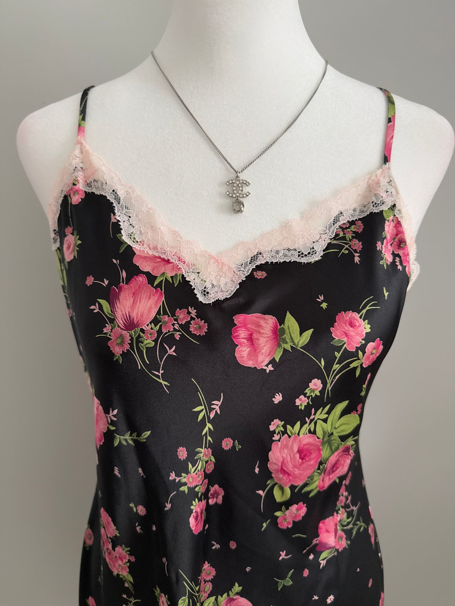 charcoal rose martini slip dress