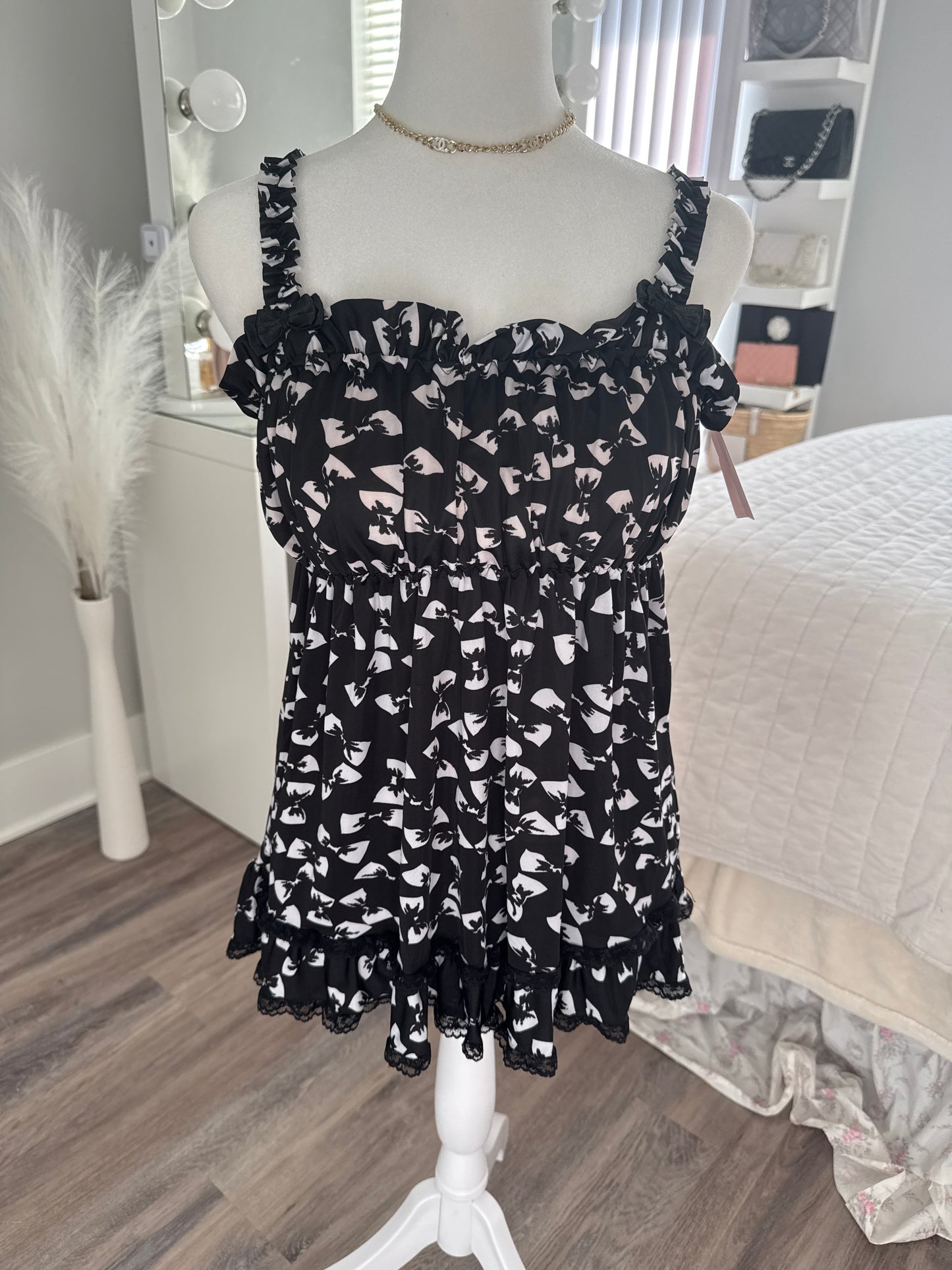 black currant and white peach cocktail slip dress