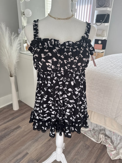 black currant and white peach cocktail slip dress
