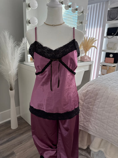 rose pink satin set
