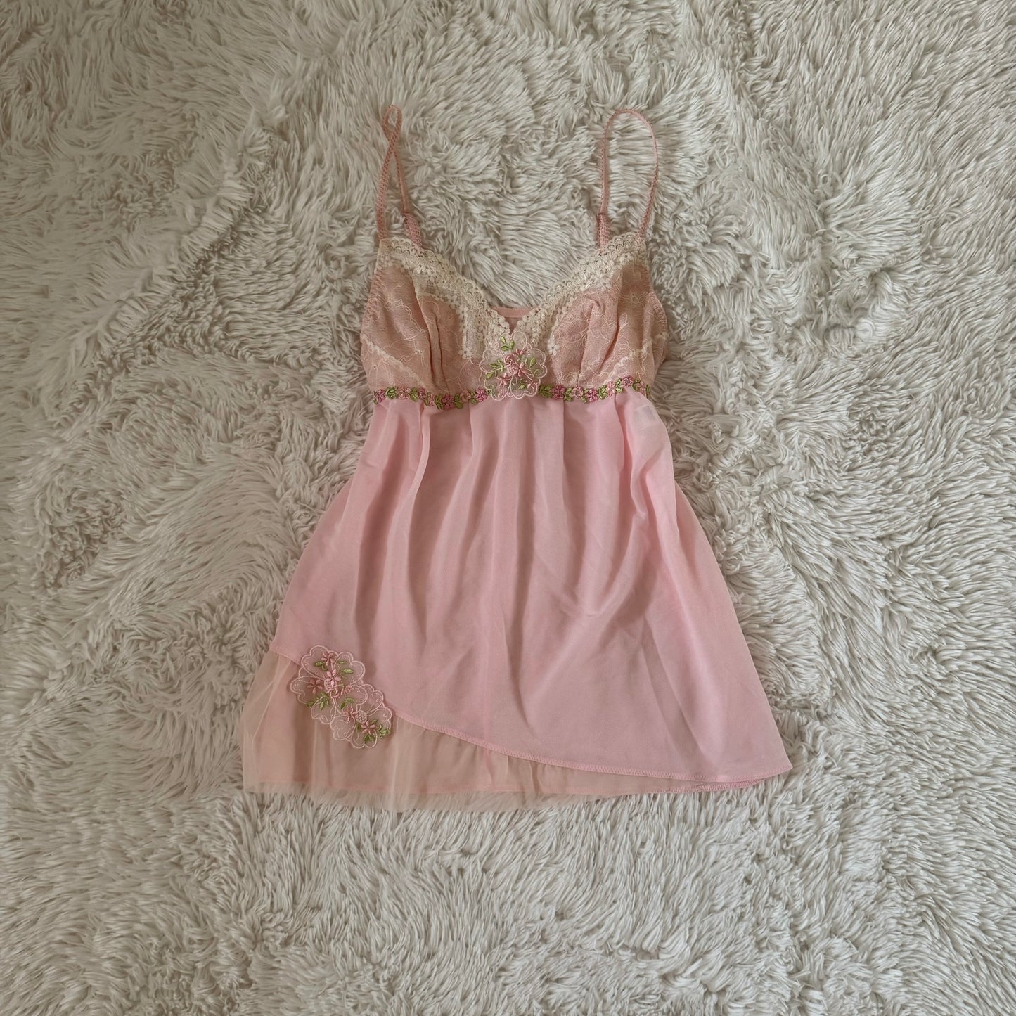 pink floral embroidery camisole