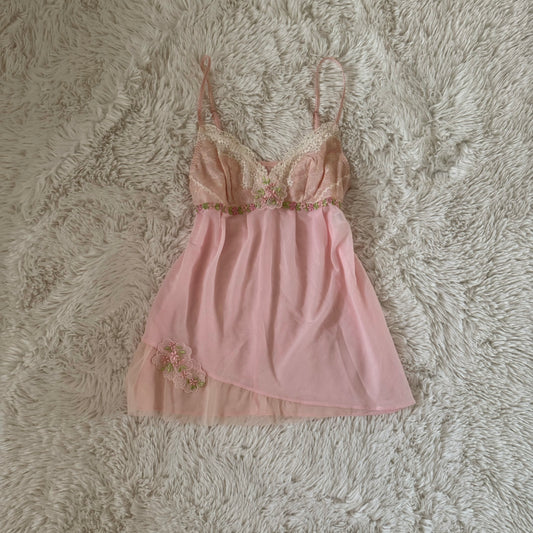 pink floral embroidery camisole