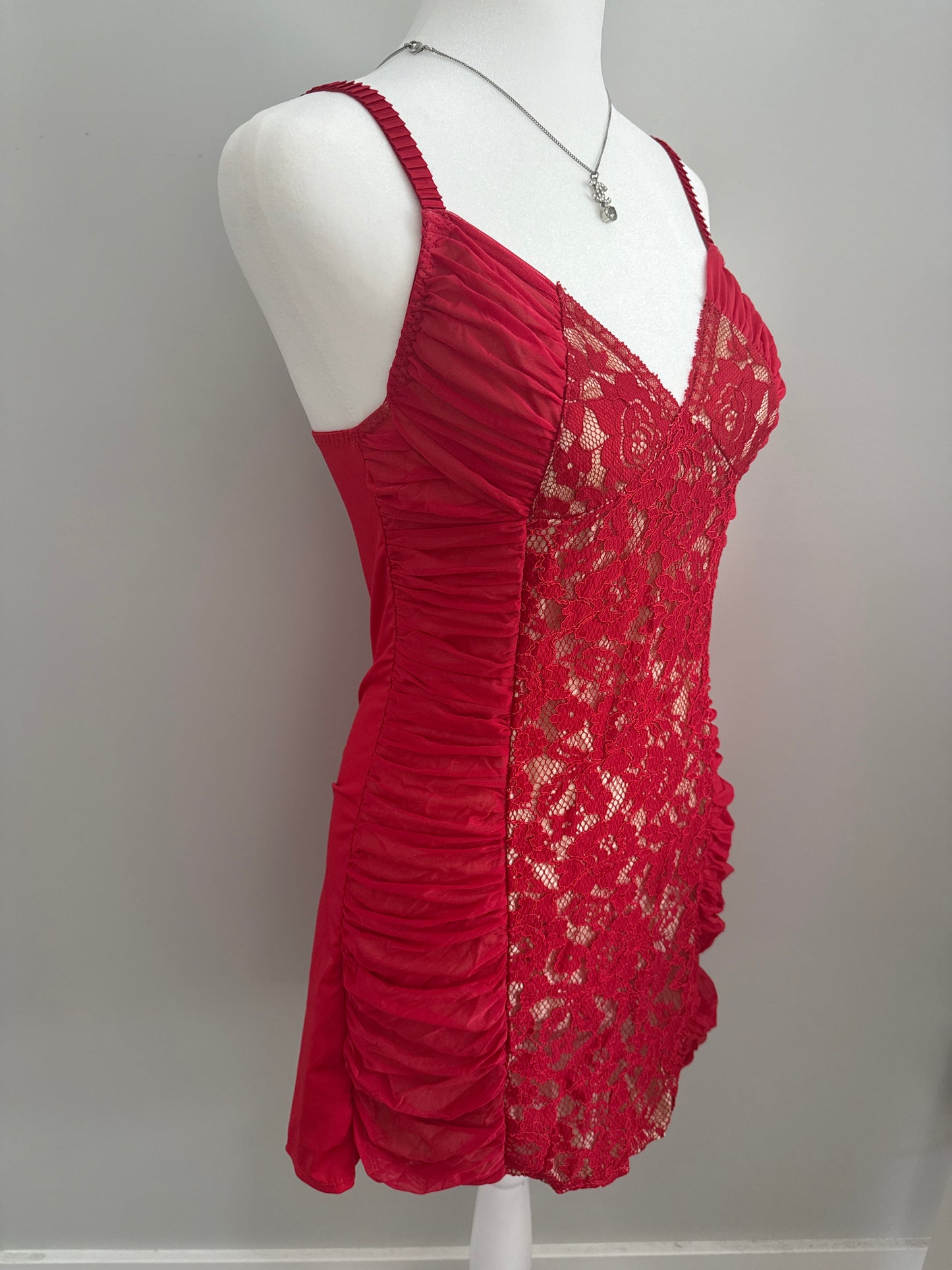 red pear caramel martini slip dress