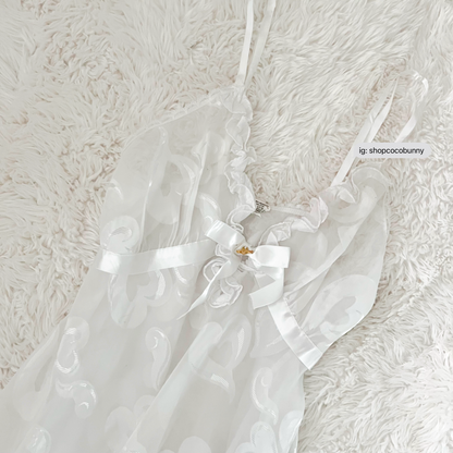 white reflective hearts graceful slip dress