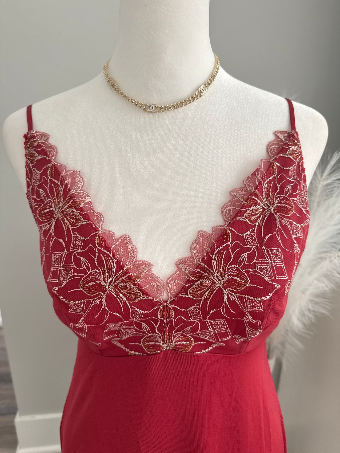 red pomegranate martini slip dress