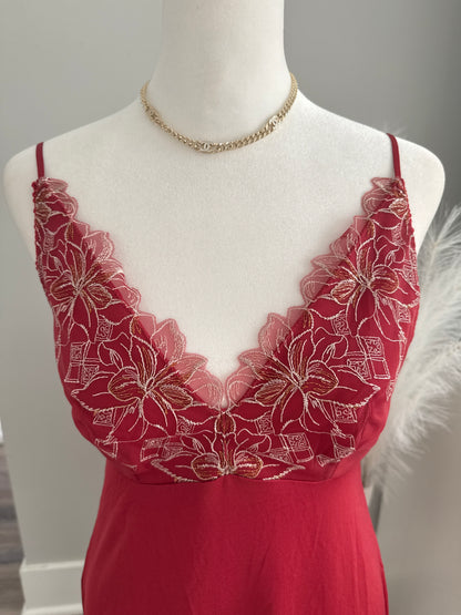 red pomegranate martini slip dress