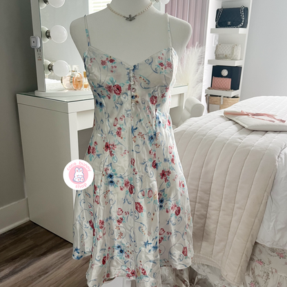 vintage floral garden button slip dress
