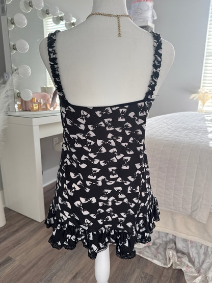 black currant and white peach cocktail slip dress