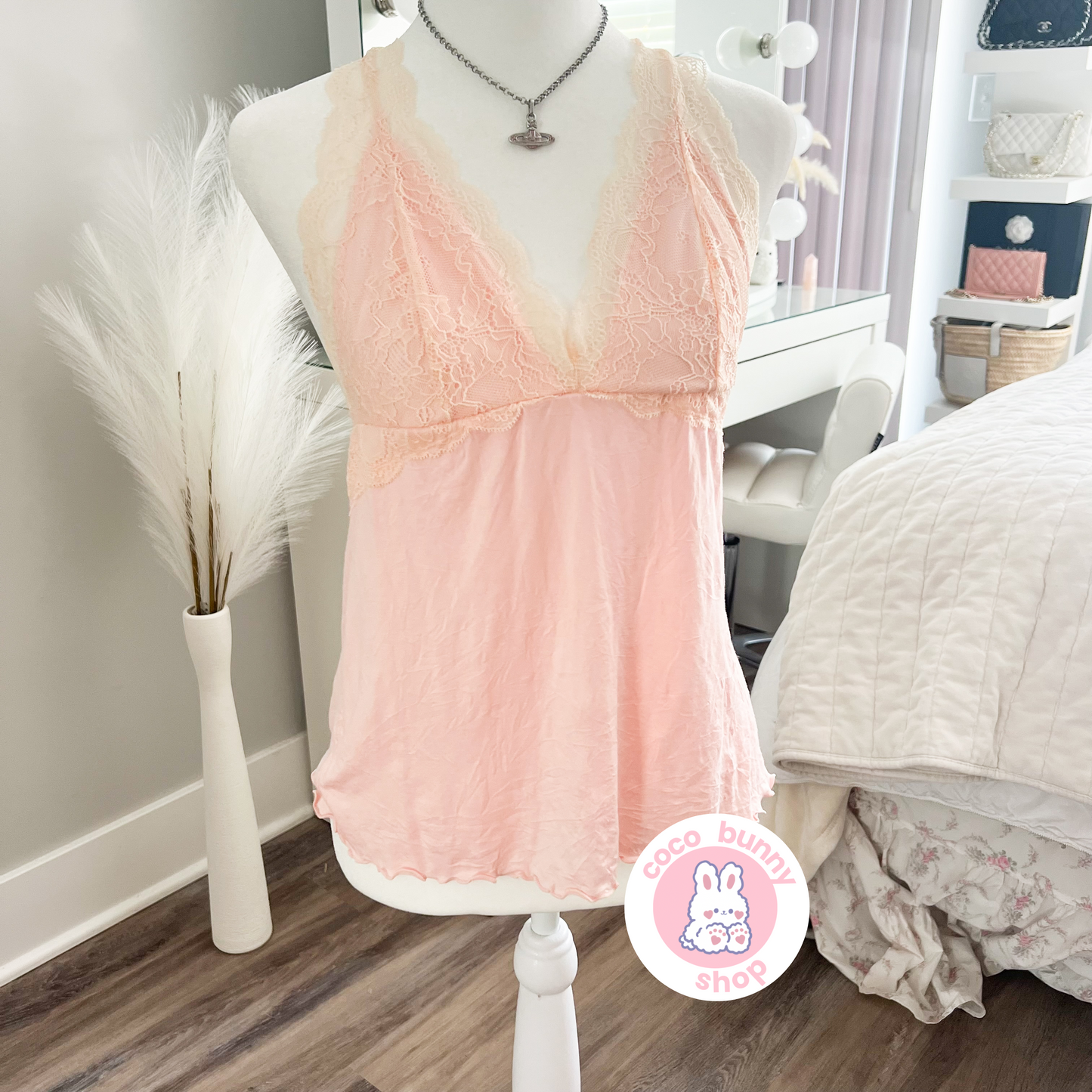 vintage baby pink bustier lace top