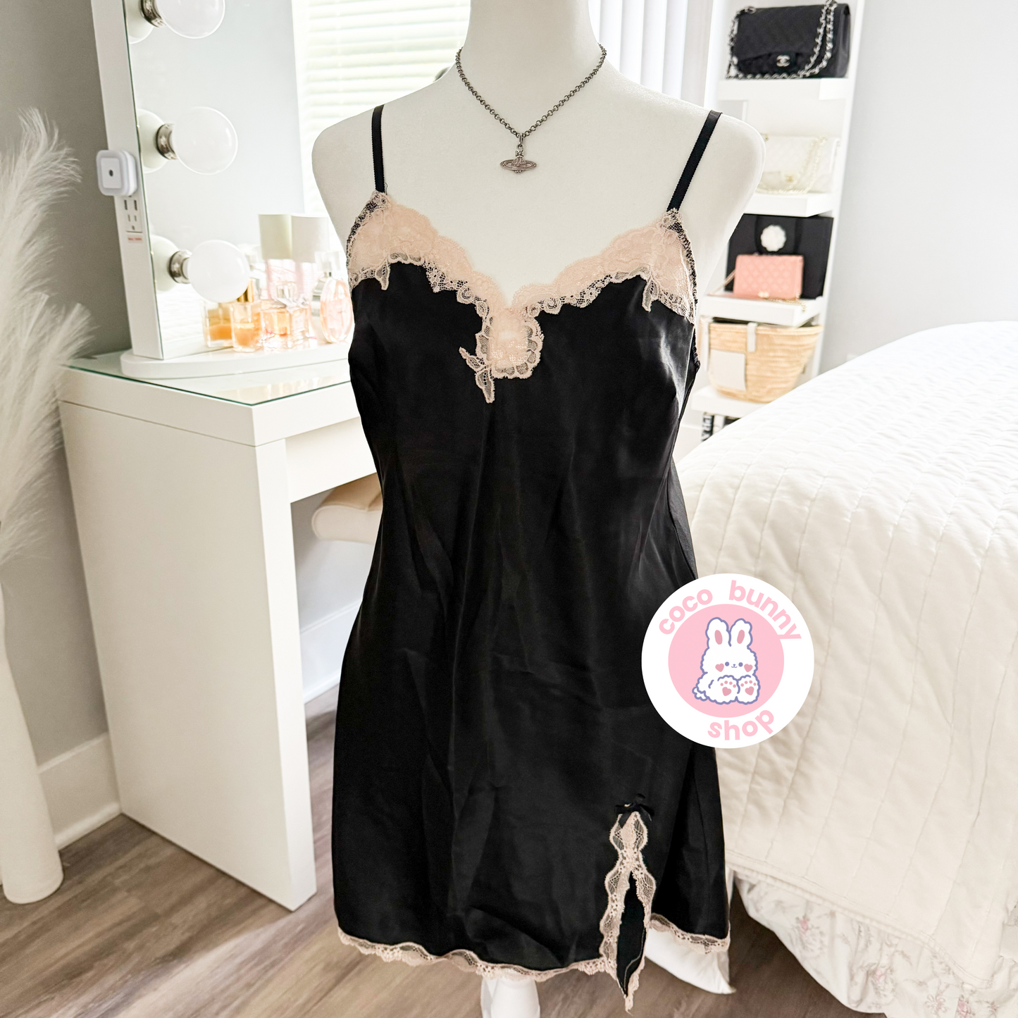 victoria’s secret black noir slip dress