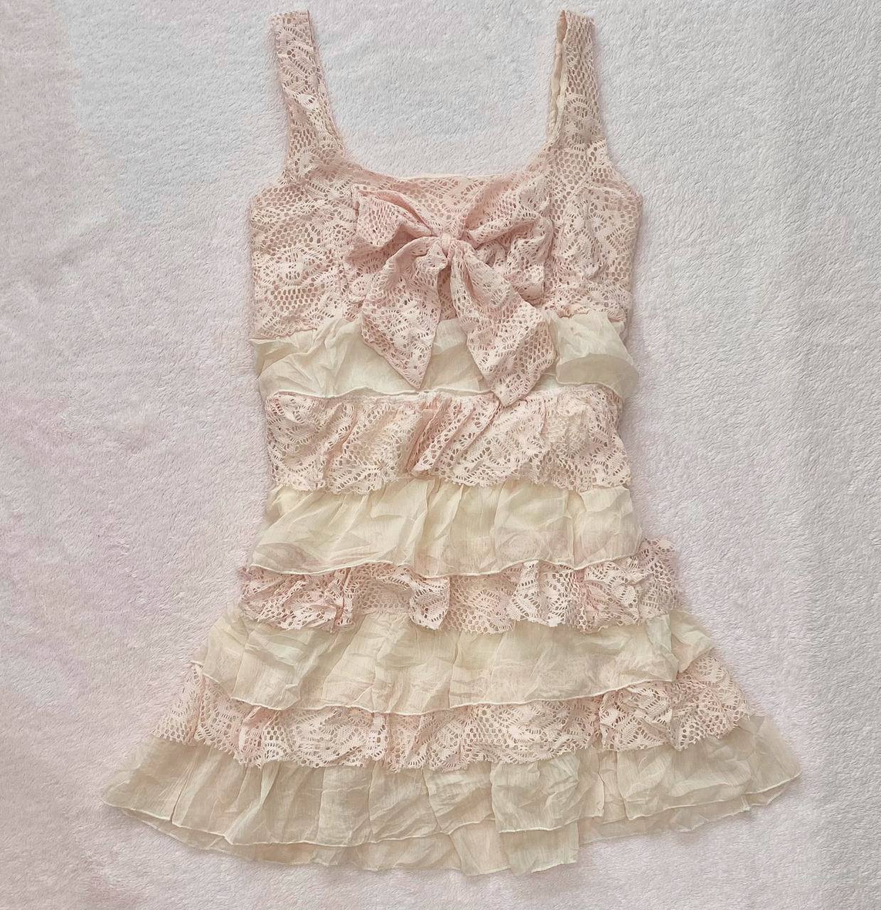 lace ruffle bow dress