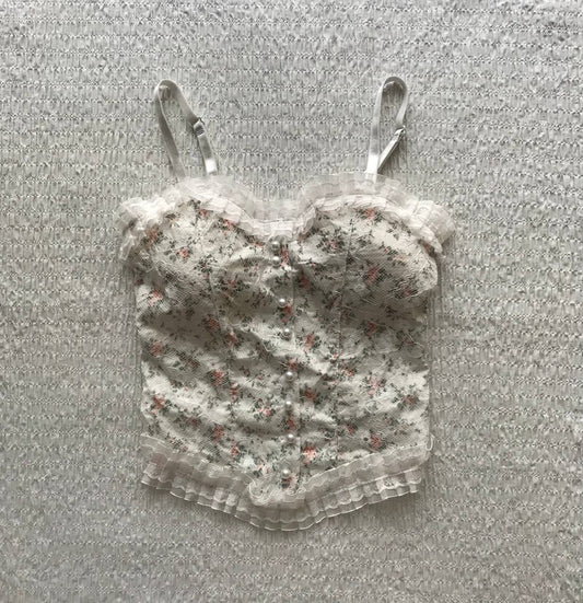 padded floral bustier top