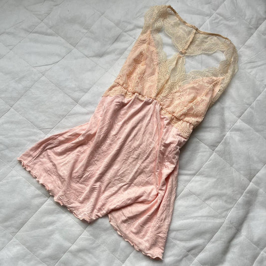 vintage baby pink bustier lace top