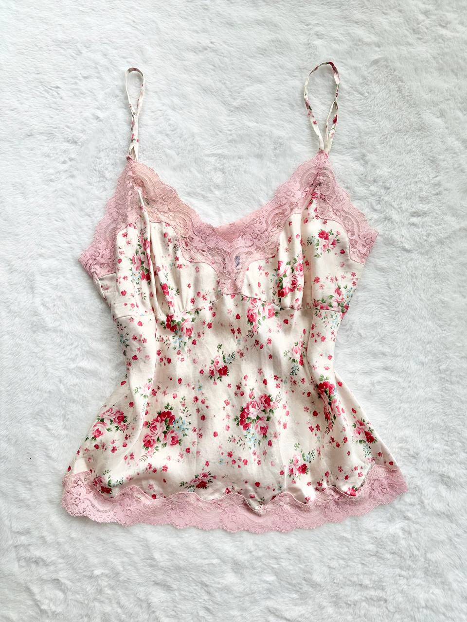dainty elise floral pink lace camisole