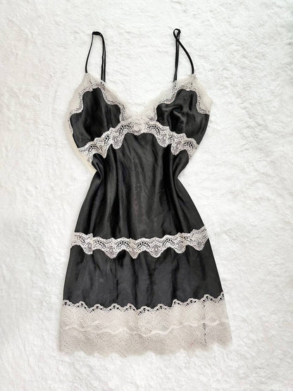 vintage victoria's secret black lace slip dress