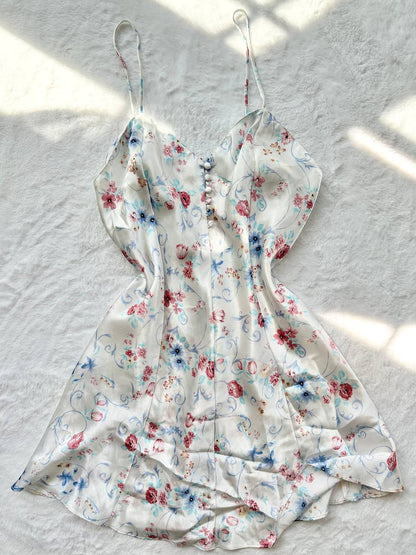 vintage floral garden button slip dress
