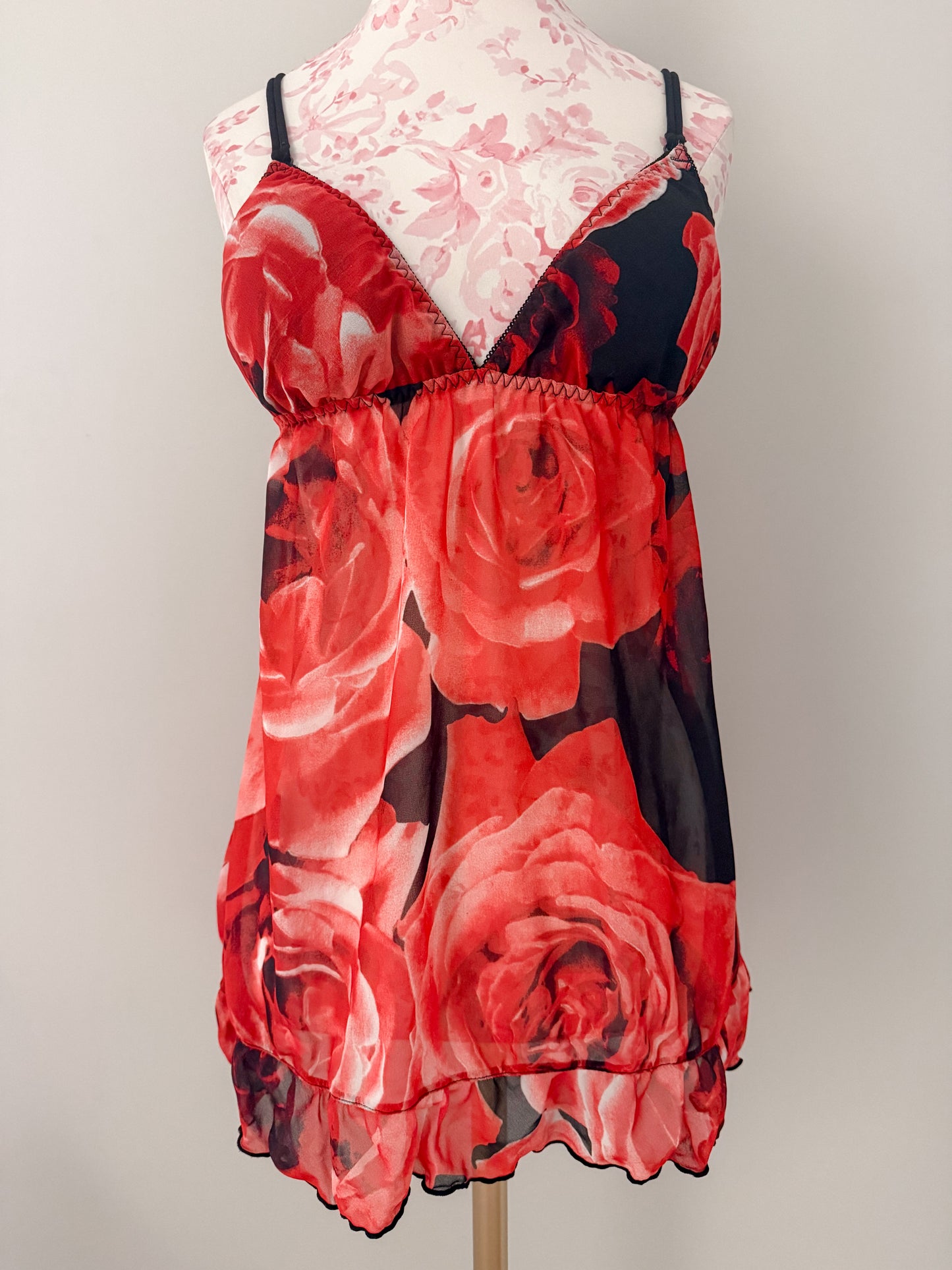 red rose noir royale amaretto slip dress