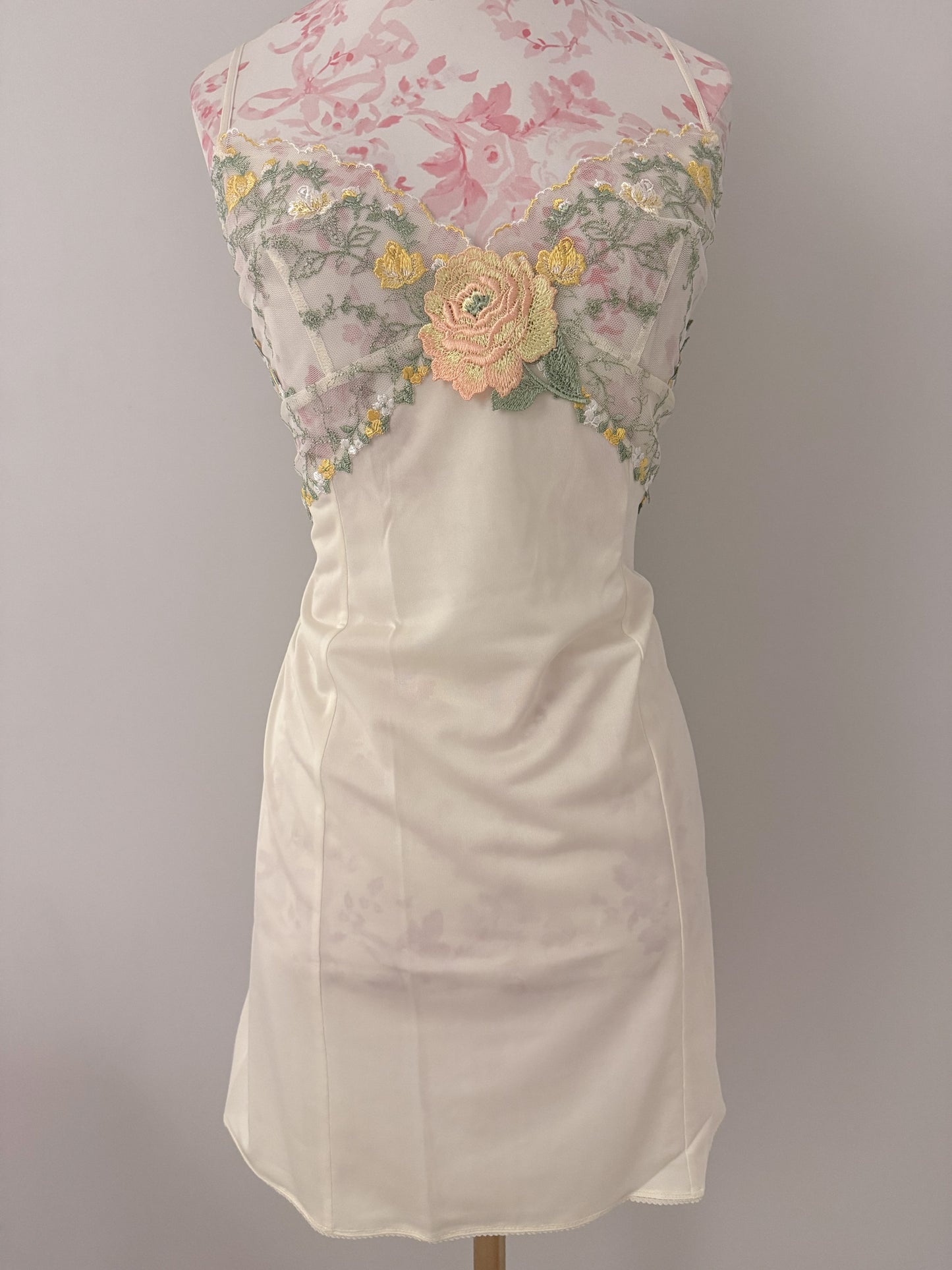 cream garden spritz martini slip dress