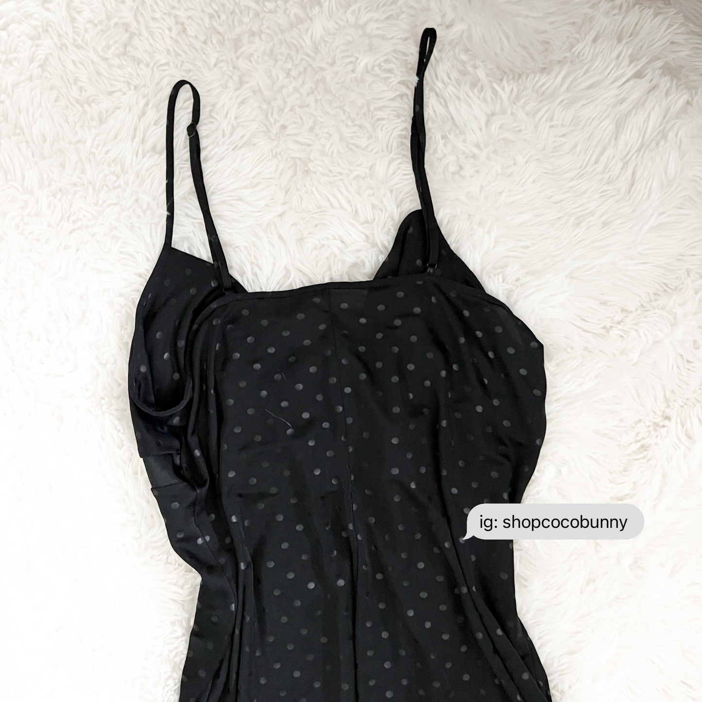 dainty polka dot midnight black slip dress