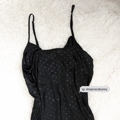 dainty polka dot midnight black slip dress