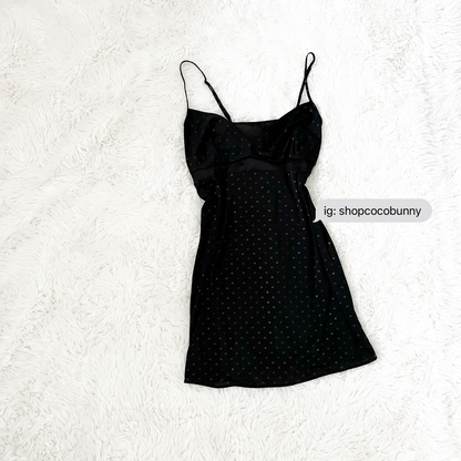 dainty polka dot midnight black slip dress