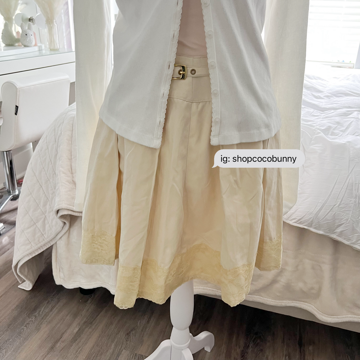 japanese brand liz lisa belt lace embroidered skirt