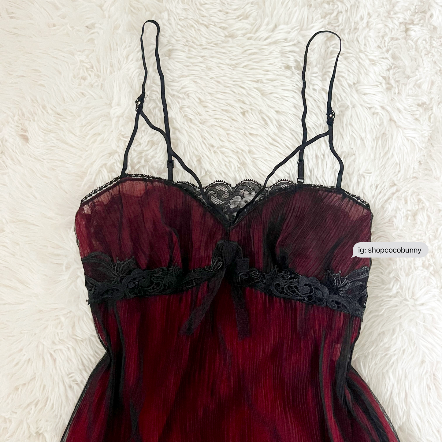 whimsical goth black and red lace slip dress