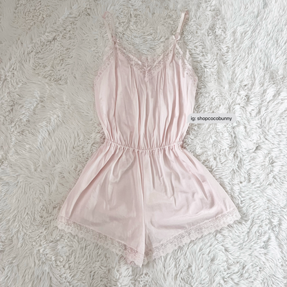 princess pink lace detail romper