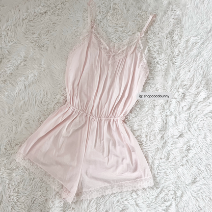 princess pink lace detail romper
