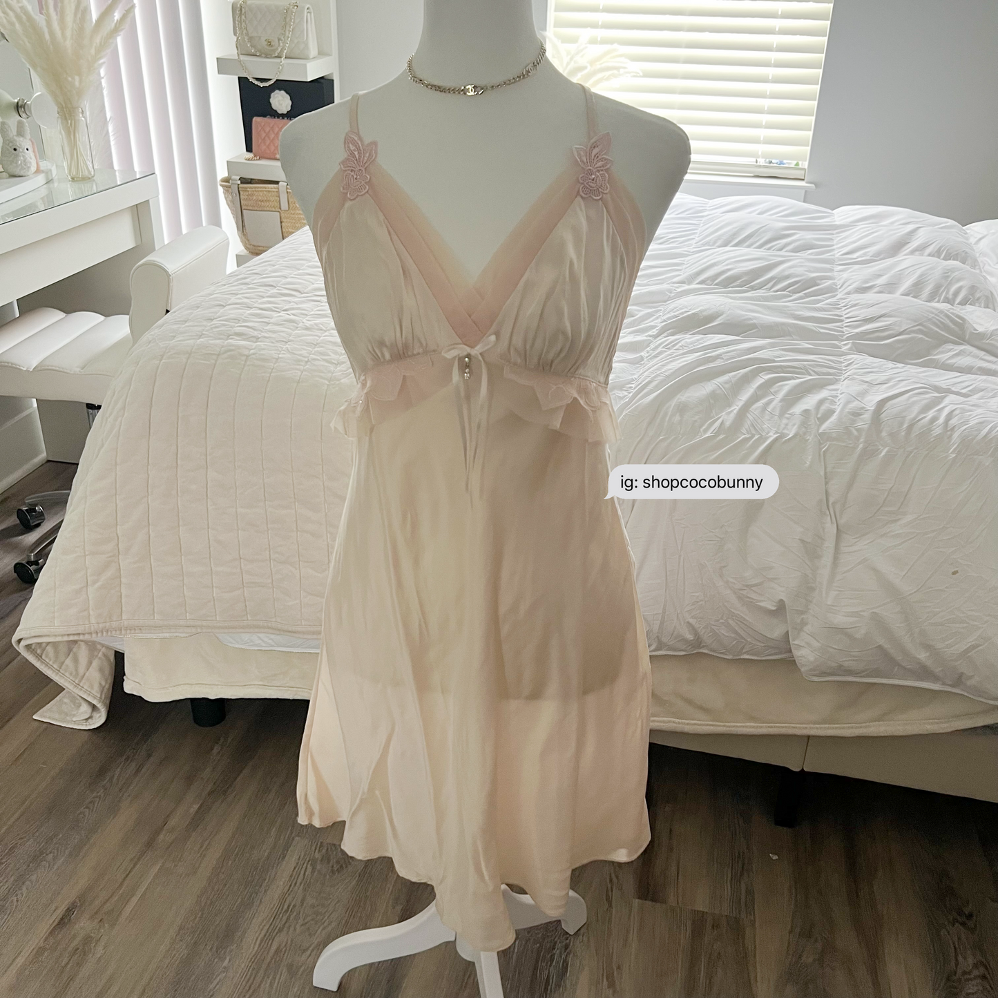 signature v neck floral petals lace slip dress