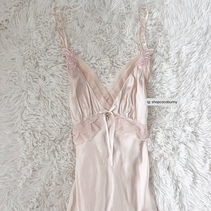 signature v neck floral petals lace slip dress