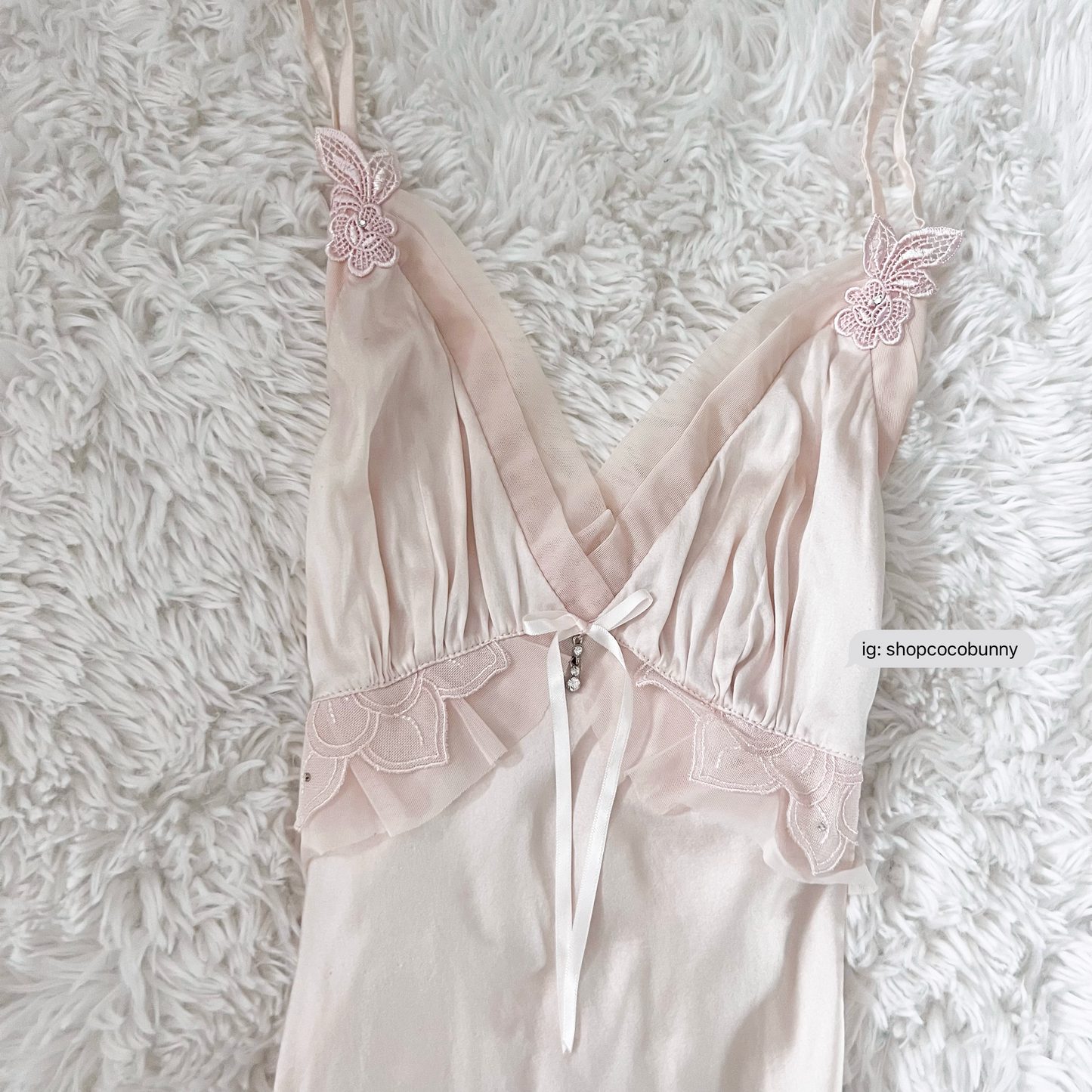 signature v neck floral petals lace slip dress