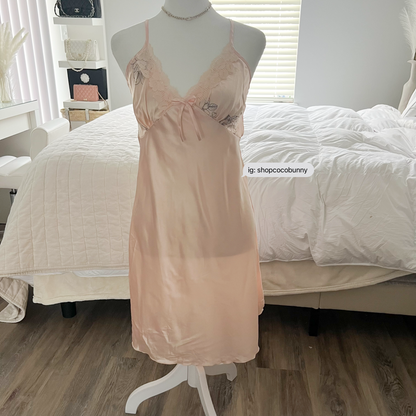 light baby pink lace slip dress