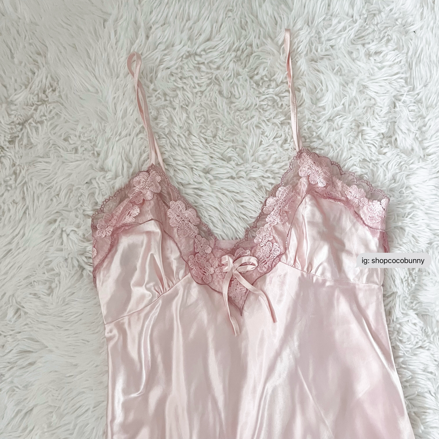 champagne pink ribbon embroidery petal slip dress